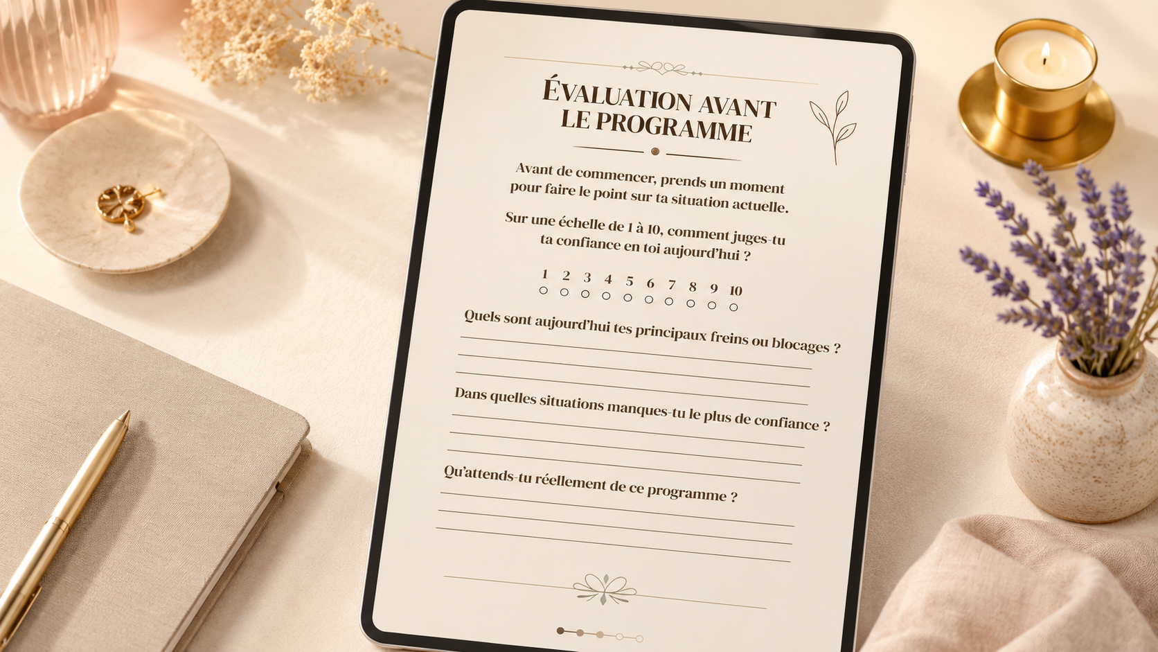 Aperçu d’une page pause et intégration du programme confiance en soi