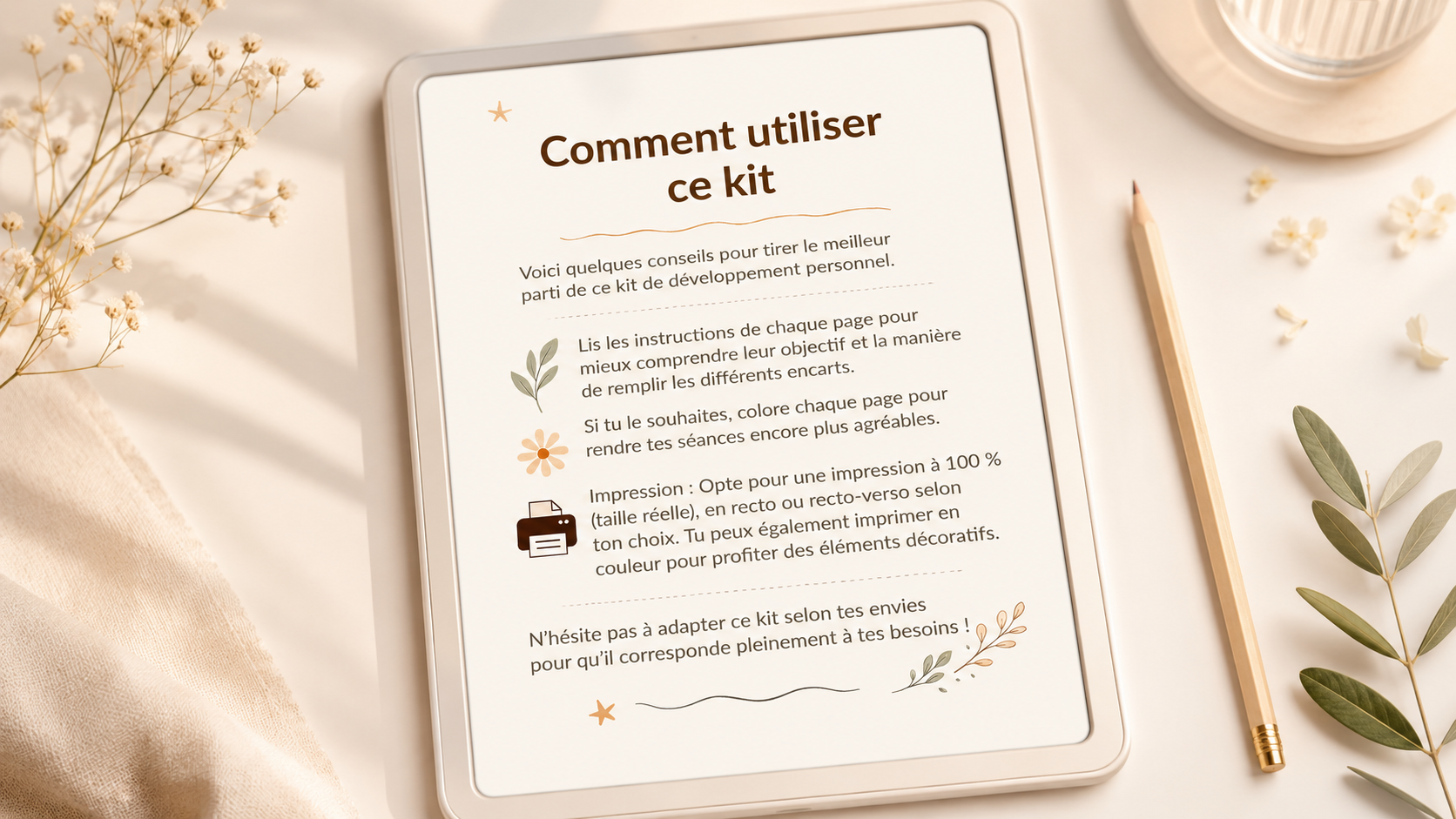 Aperçu d’une page bienvenue du Journal de Gratitude