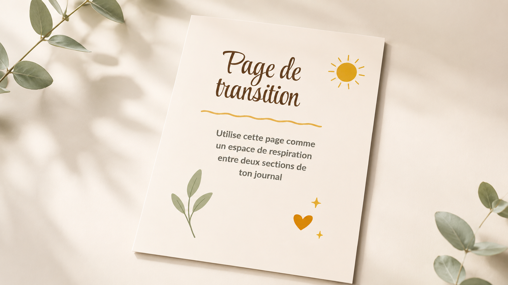 Aperçu d’une page de transition du Journal de Gratitude