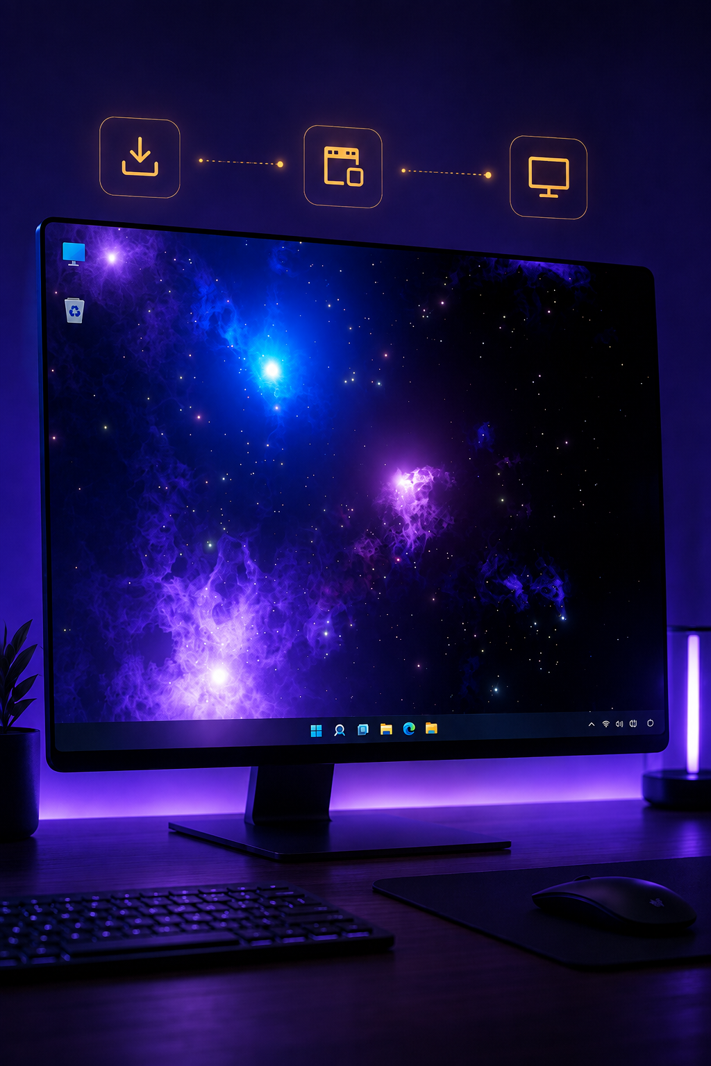 Voyage Nebula 4K utilisé comme fond visuel spatial