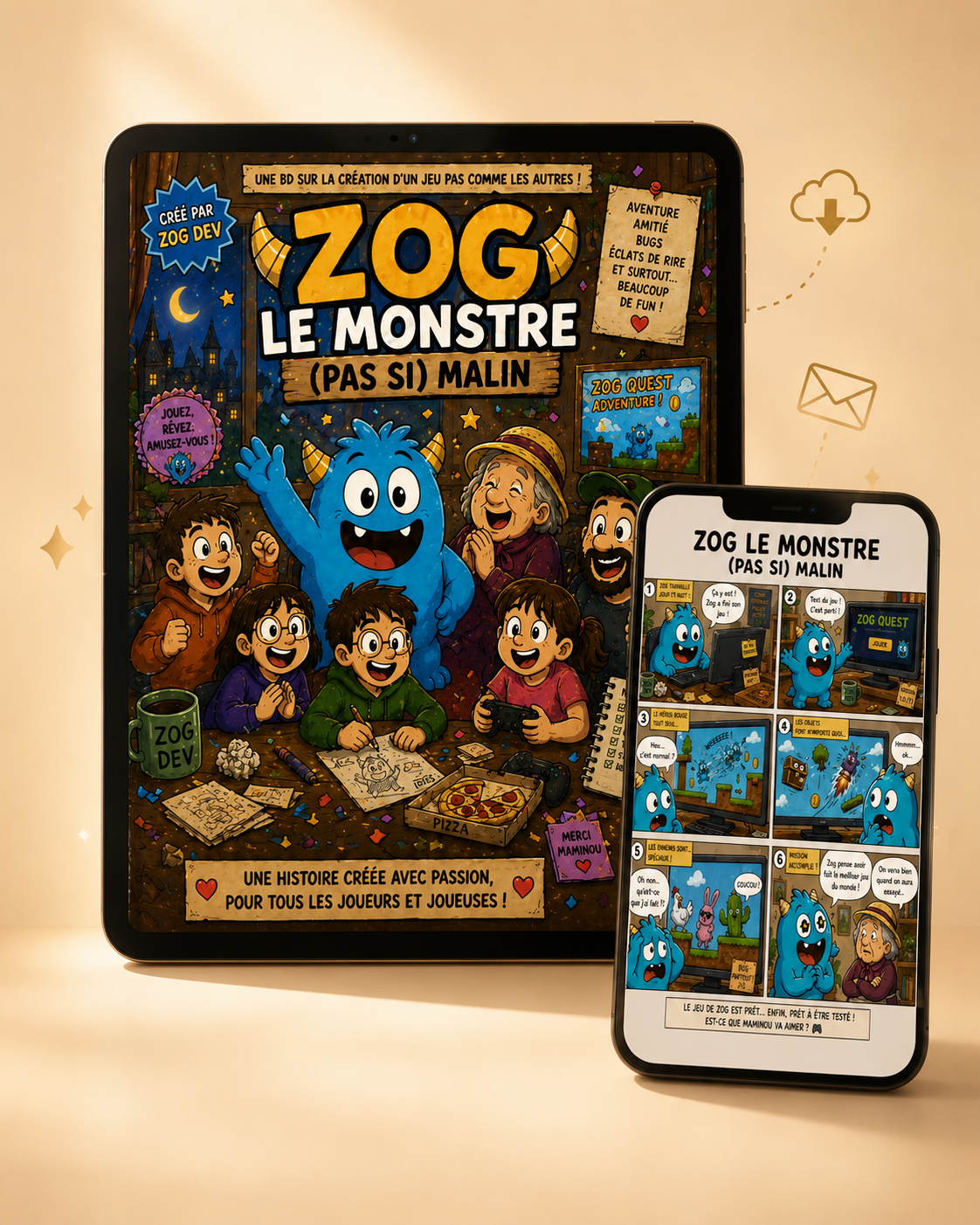 BD Zog Dev affichée sur un appareil